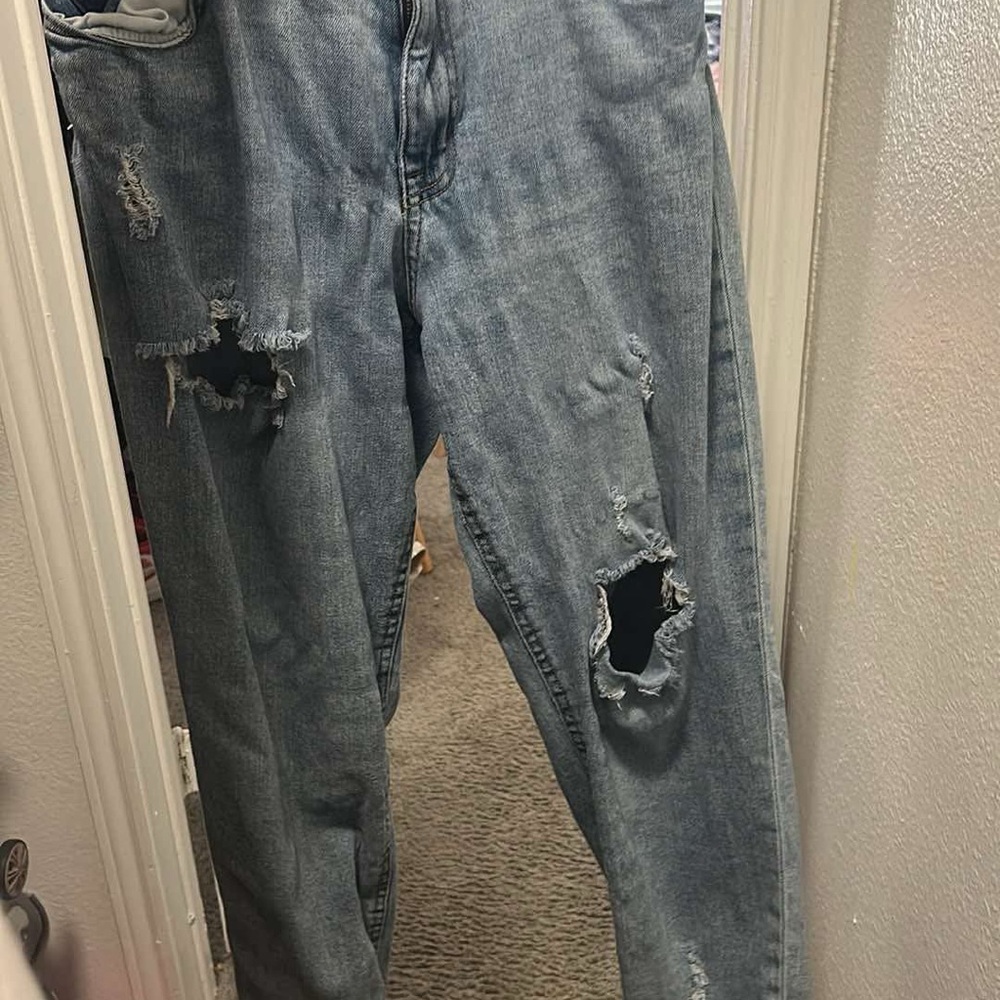 Distressed Blue Jeans